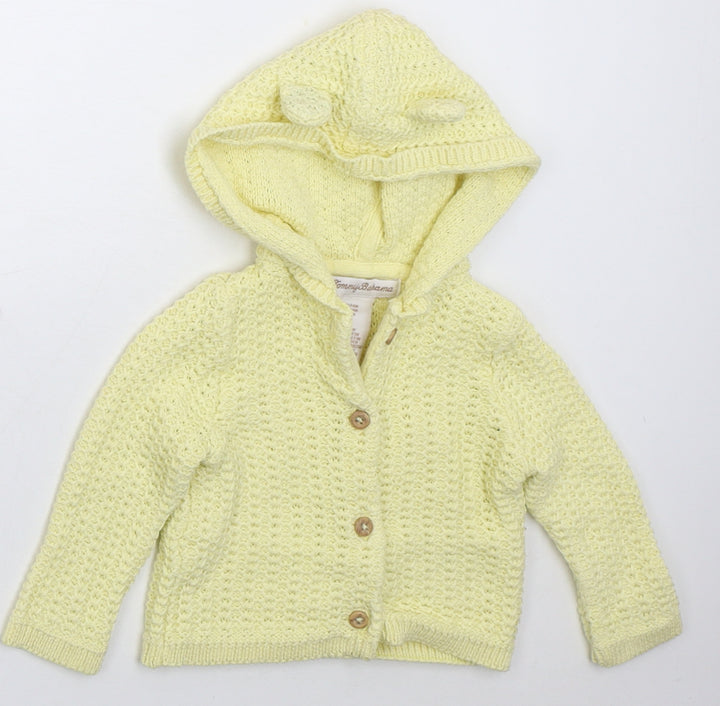 Tommy Bahama Girls Yellow Cotton Cardigan Jumper Size 3-6 Months Button
