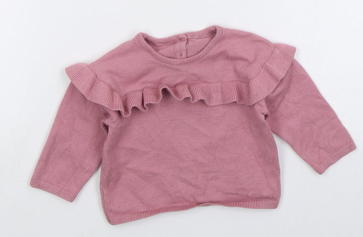 Matalan Girls Pink Polyester Pullover Jumper Size 3-6 Months Pullover