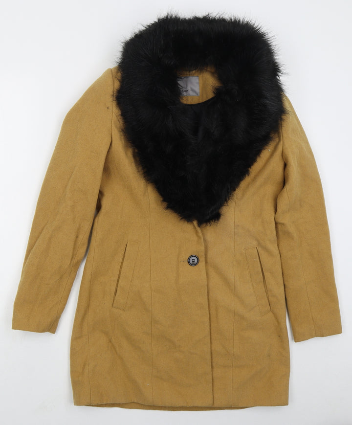 VERO MODA Womens Beige Overcoat Coat Size S Button