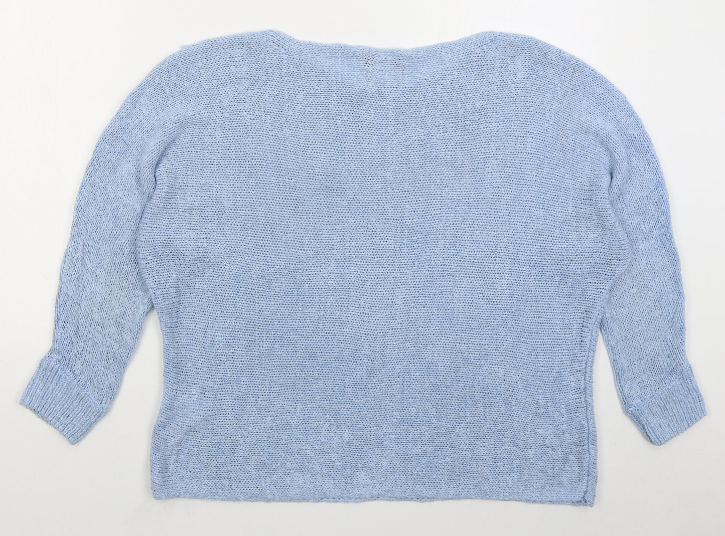 Tesini Womens Blue Boat Neck  Acrylic Pullover Jumper Size 14