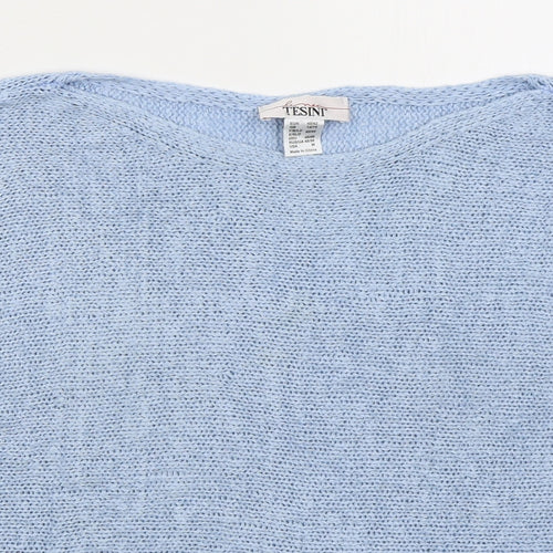 Tesini Womens Blue Boat Neck  Acrylic Pullover Jumper Size 14