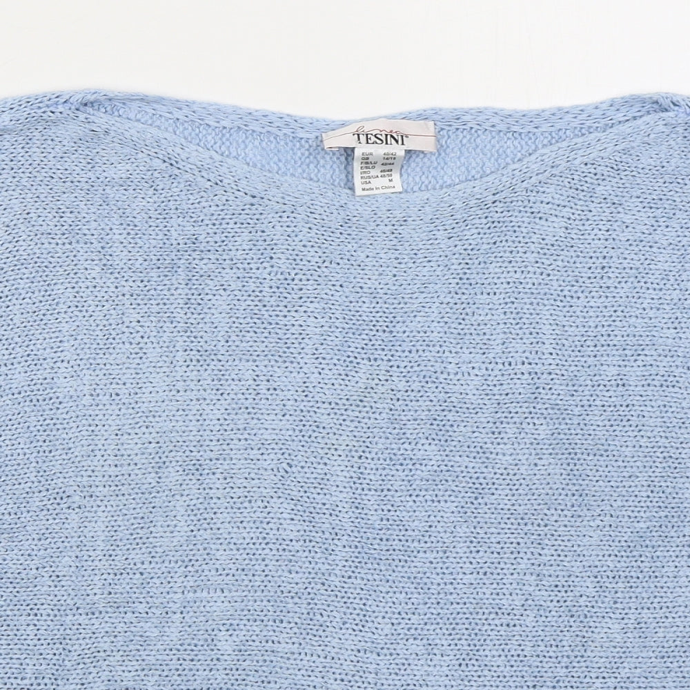 Tesini Womens Blue Boat Neck  Acrylic Pullover Jumper Size 14