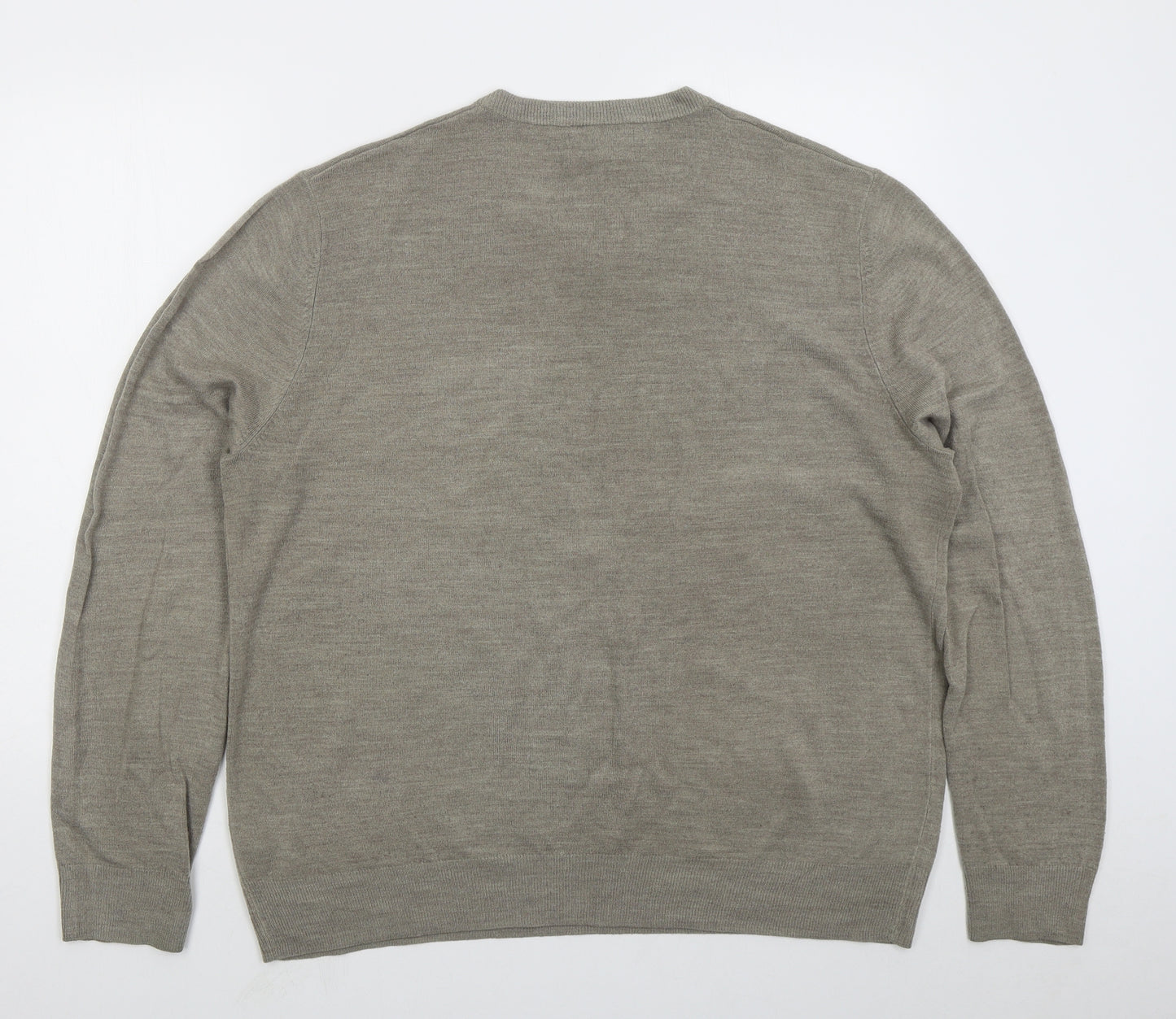 Atlantic Bay Mens Beige V-Neck  Acrylic Pullover Jumper Size XL