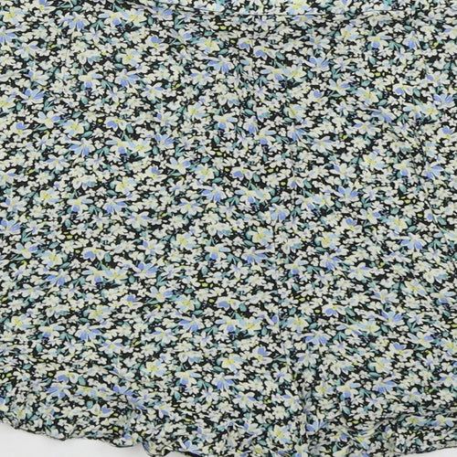 New Look Womens Blue Floral Viscose Mom Shorts Size 16  Regular Zip