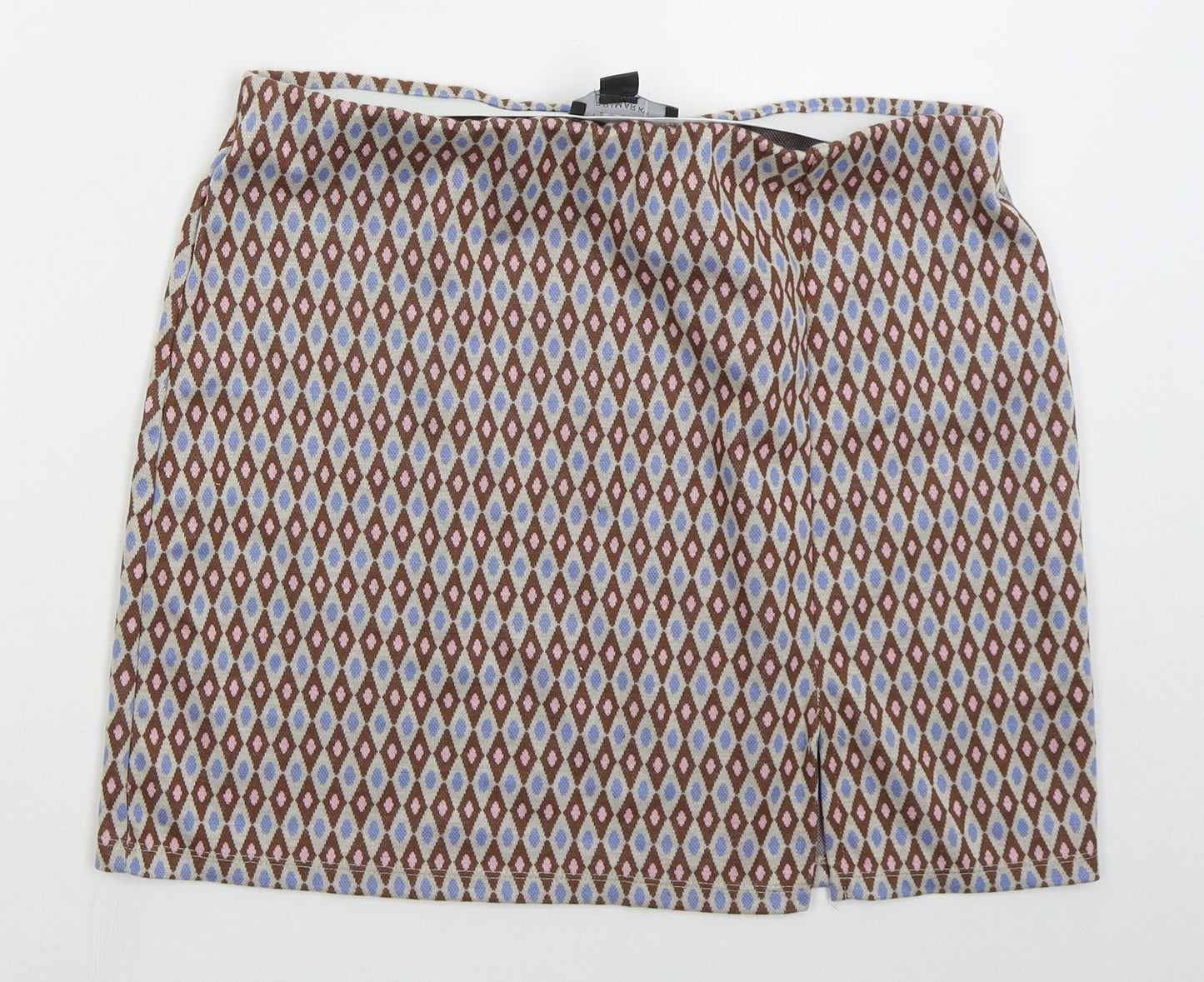 Primark Womens Brown Geometric Polyester Mini Skirt Size 14