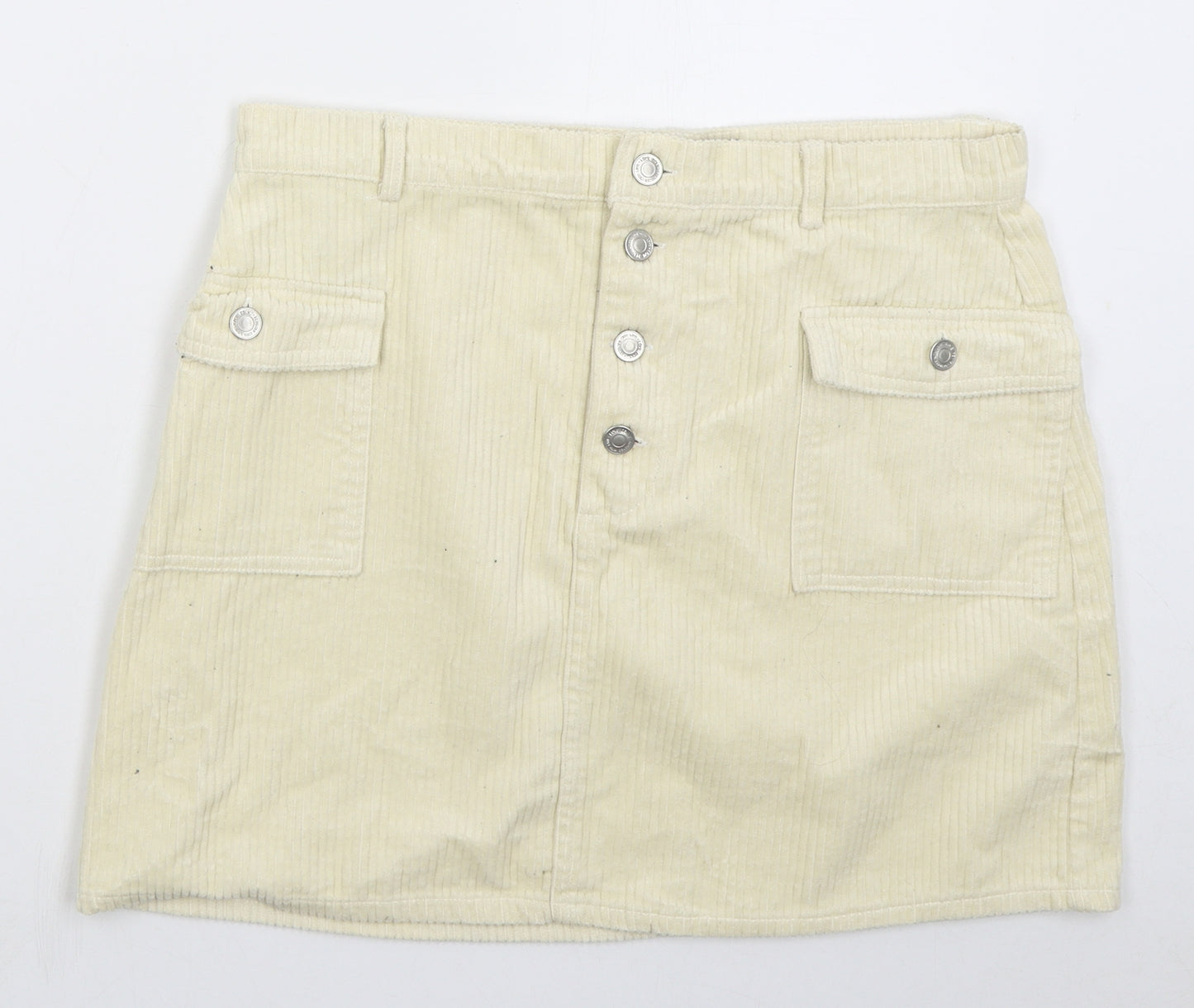 Denim Co Womens Beige  Cotton Mini Skirt Size 16   Button