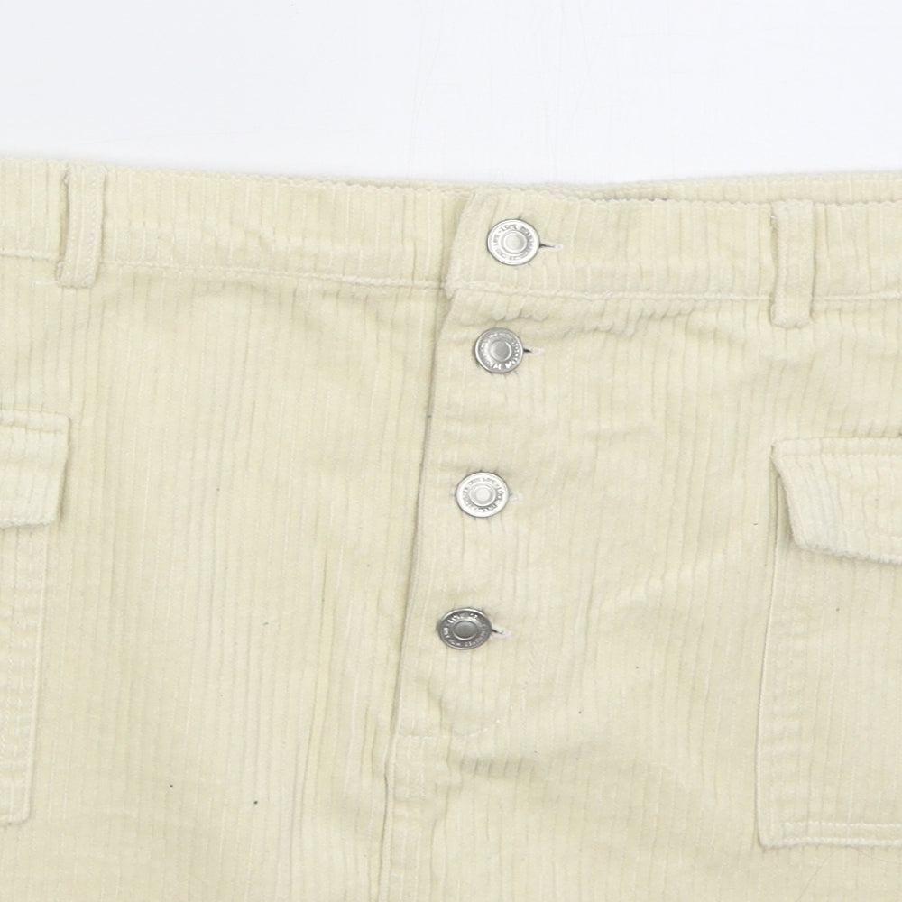 Denim Co Womens Beige  Cotton Mini Skirt Size 16   Button