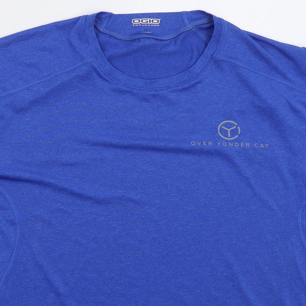 OGIO Mens Blue  Polyester  T-Shirt Size M Crew Neck  - Over Yonda Cay