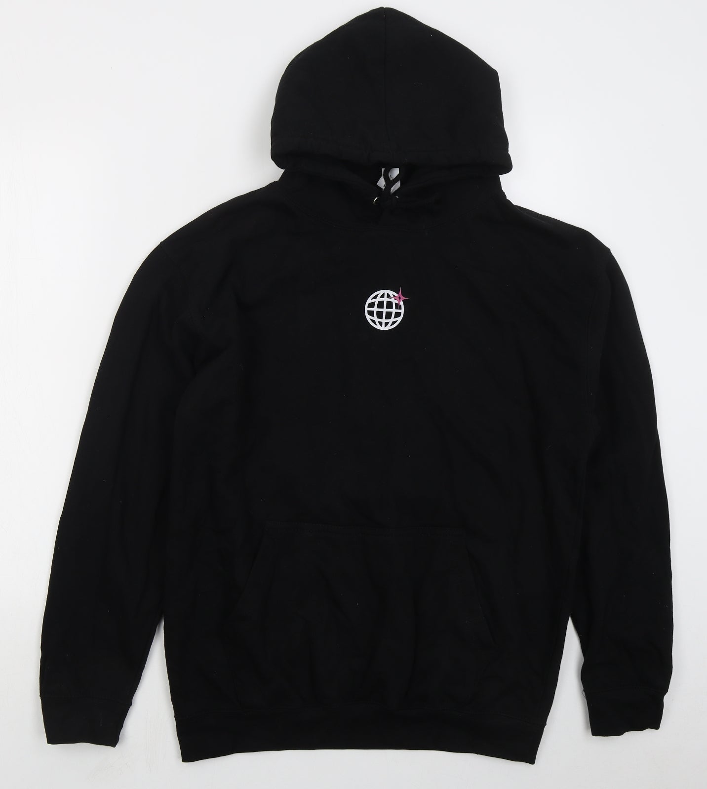 Just Hoods Mens Black  Cotton Pullover Hoodie Size L   - PRTY