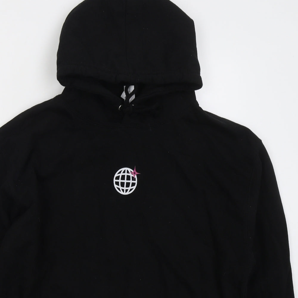 Just Hoods Mens Black  Cotton Pullover Hoodie Size L   - PRTY