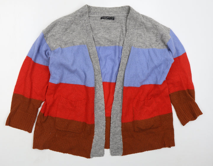 Brave Soul Womens Red V-Neck Striped Acrylic Cardigan Jumper Size M   - Blue