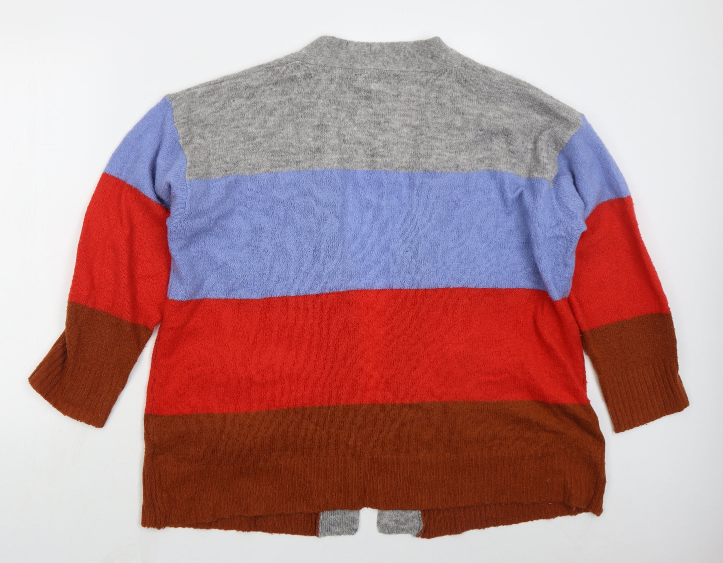 Brave Soul Womens Red V-Neck Striped Acrylic Cardigan Jumper Size M   - Blue