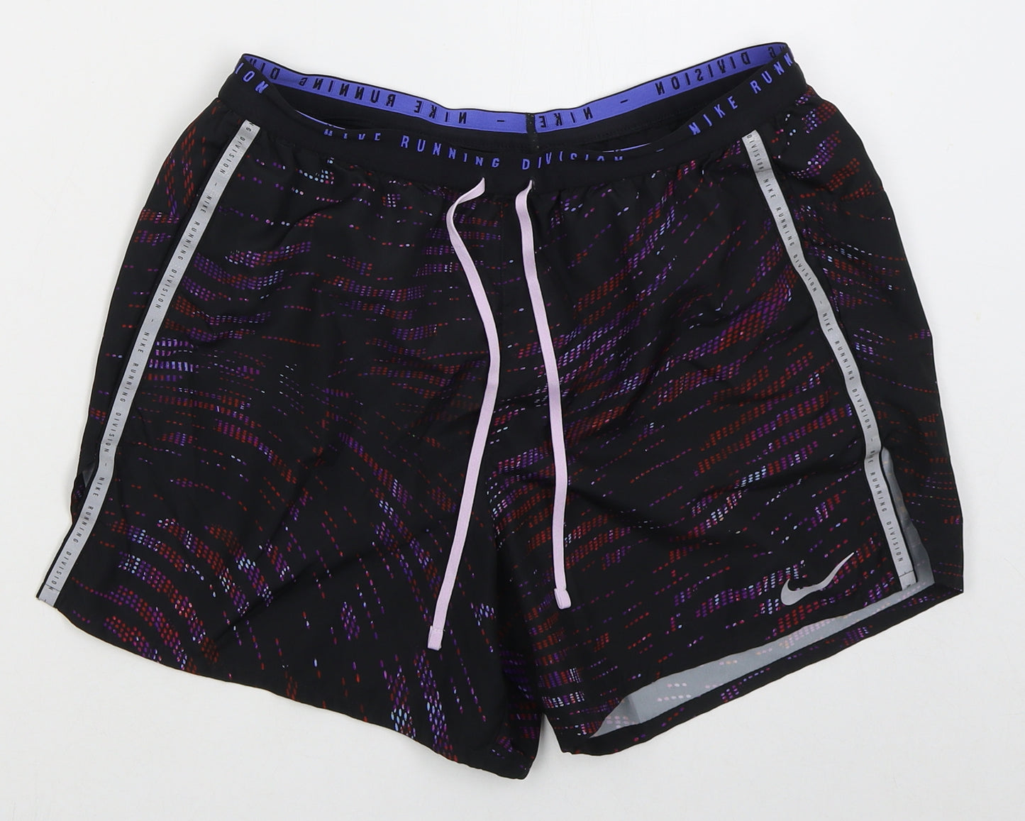 Nike Womens Black Geometric Polyester Athletic Shorts Size M L4 in Regular Drawstring