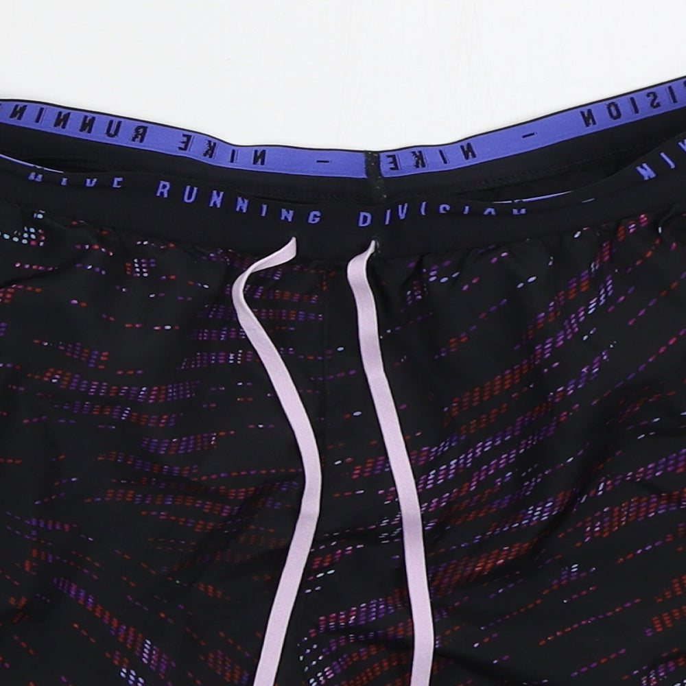 Nike Womens Black Geometric Polyester Athletic Shorts Size M L4 in Regular Drawstring