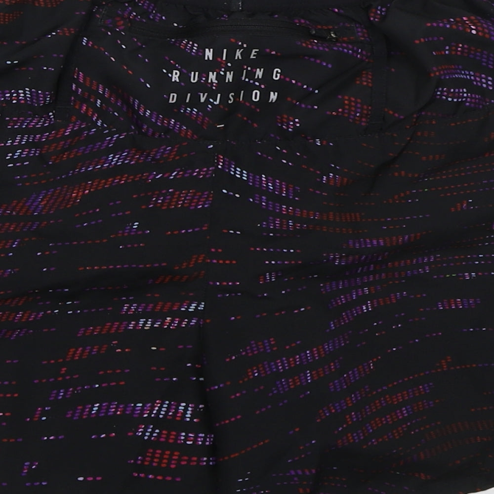 Nike Womens Black Geometric Polyester Athletic Shorts Size M L4 in Regular Drawstring