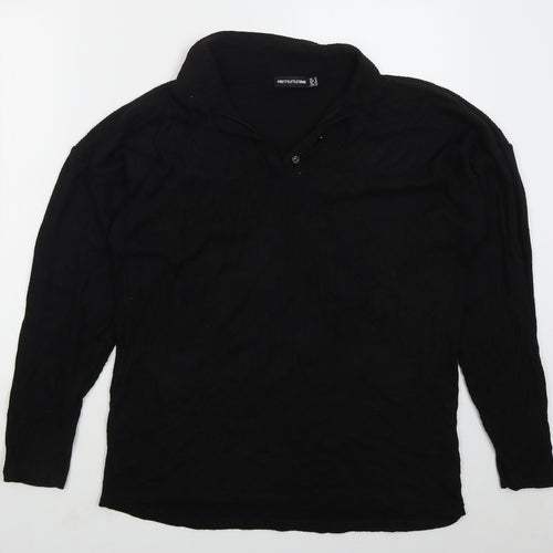 PRETTYLITTLETHING Womens Black Collared  Viscose Pullover Jumper Size 12