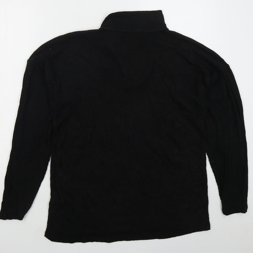 PRETTYLITTLETHING Womens Black Collared  Viscose Pullover Jumper Size 12