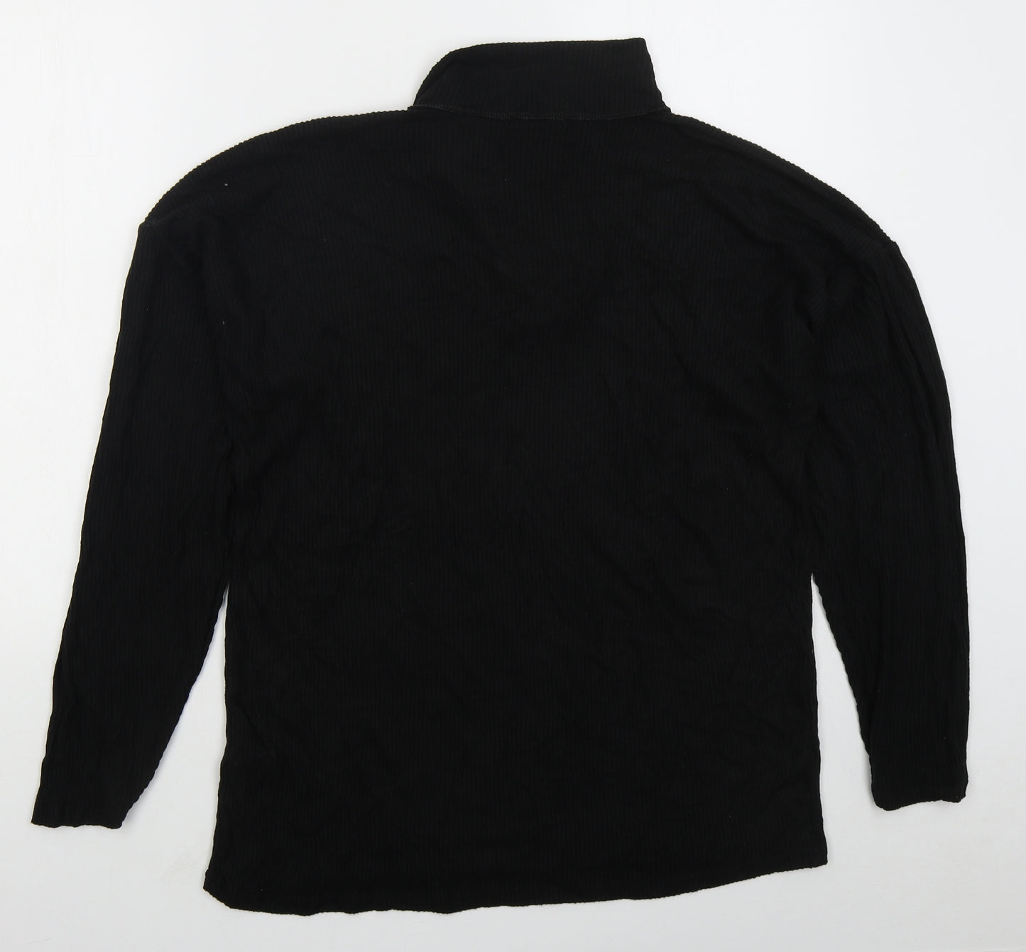 PRETTYLITTLETHING Womens Black Collared  Viscose Pullover Jumper Size 12