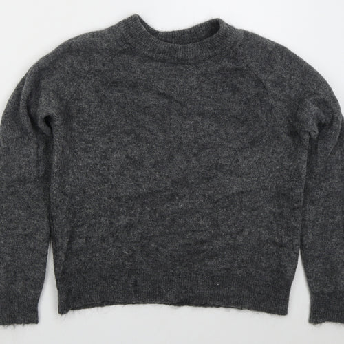 Zara Womens Grey Crew Neck  Wool Pullover Jumper Size S