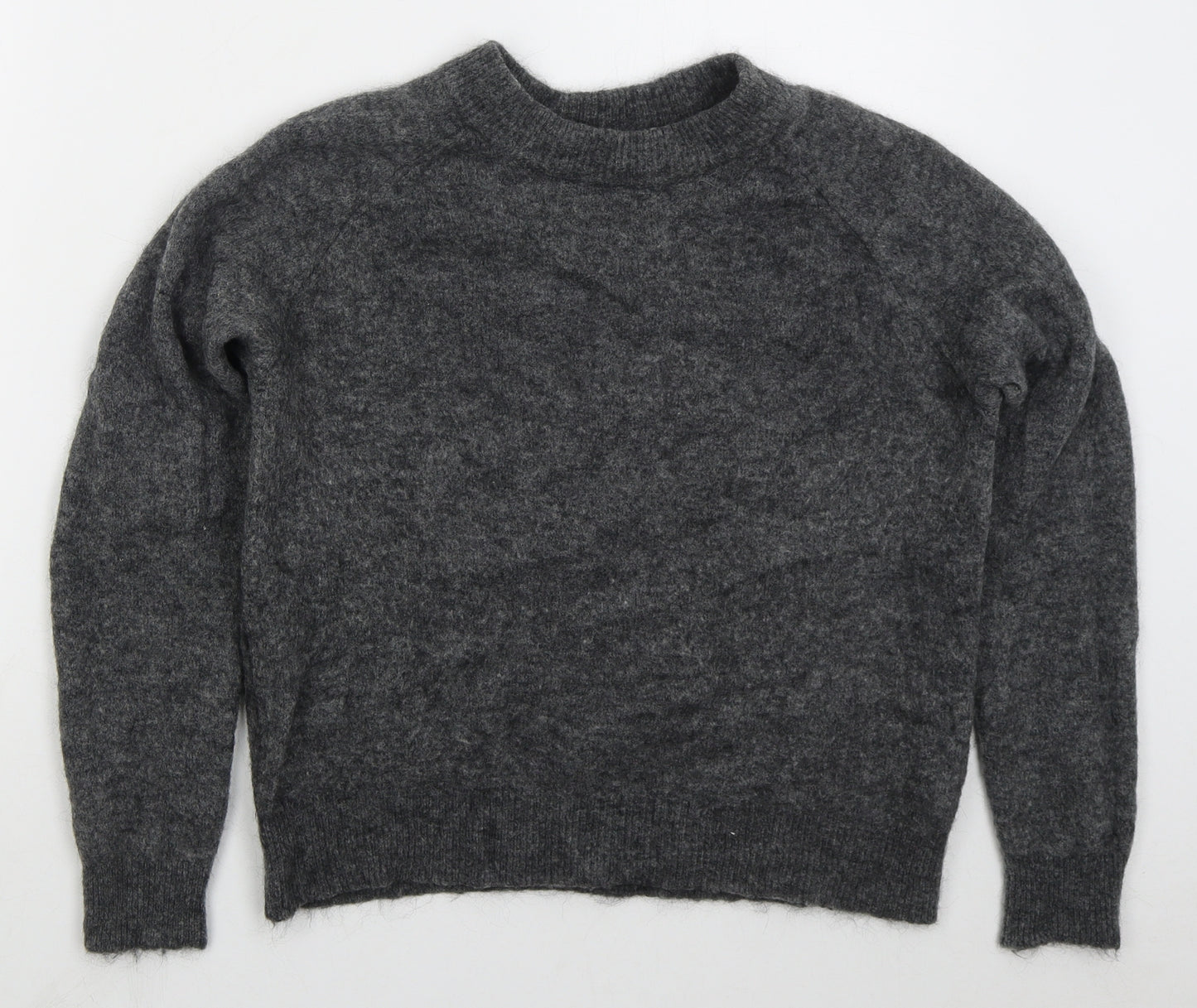 Zara Womens Grey Crew Neck  Wool Pullover Jumper Size S