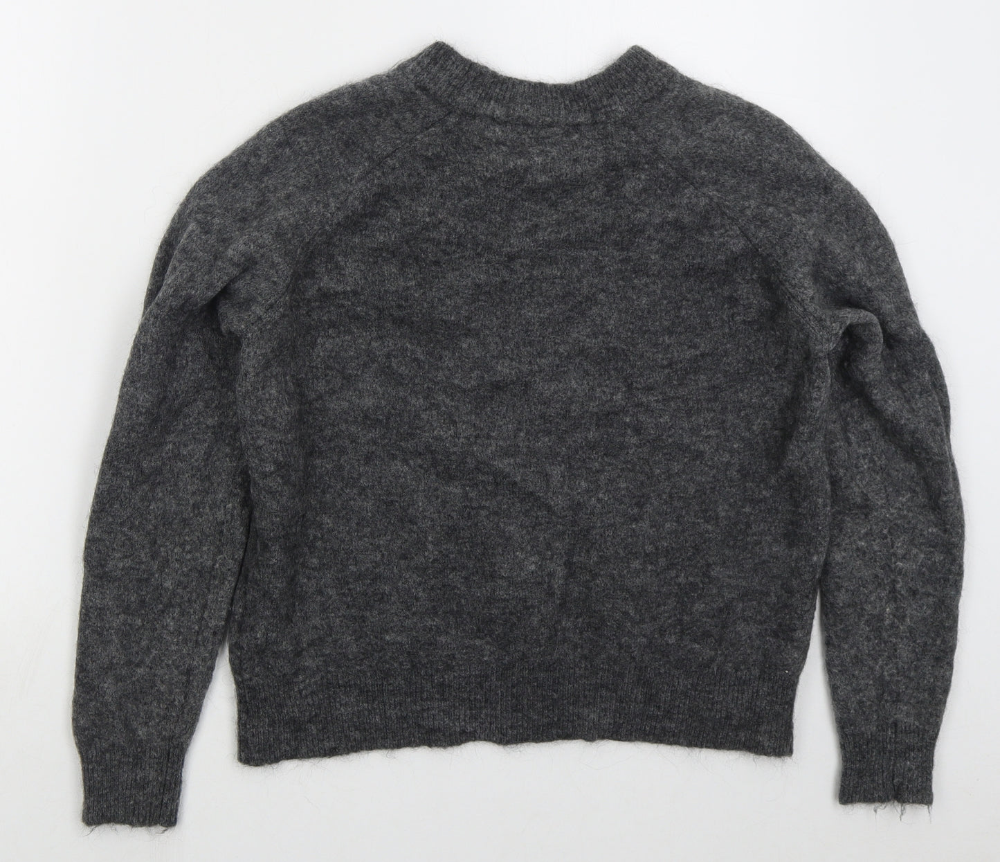 Zara Womens Grey Crew Neck  Wool Pullover Jumper Size S