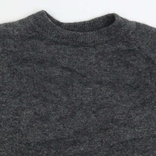 Zara Womens Grey Crew Neck  Wool Pullover Jumper Size S