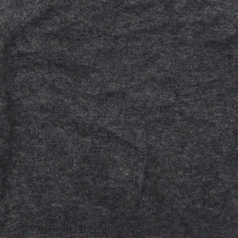 Zara Womens Grey Crew Neck  Wool Pullover Jumper Size S