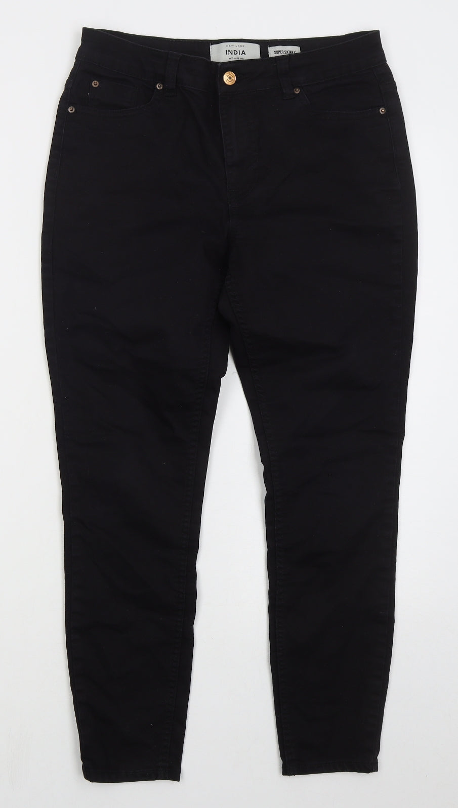 New Look Womens Black  Cotton Skinny Jeans Size 10 L25 in Regular Button