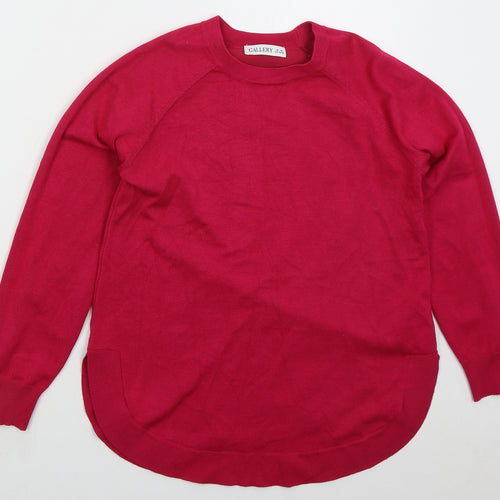 Gallery Womens Pink Crew Neck  Viscose Pullover Jumper Size XS