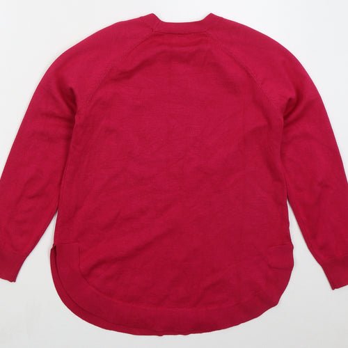 Gallery Womens Pink Crew Neck  Viscose Pullover Jumper Size XS