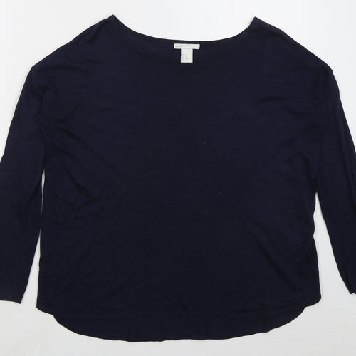 H&M Womens Blue Boat Neck  Acrylic Pullover Jumper Size XS