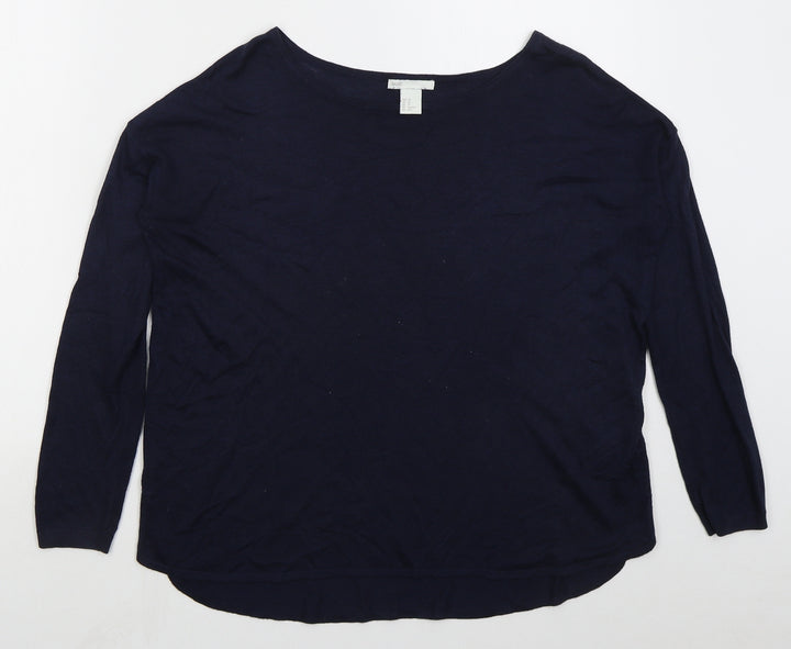 H&M Womens Blue Boat Neck  Acrylic Pullover Jumper Size XS