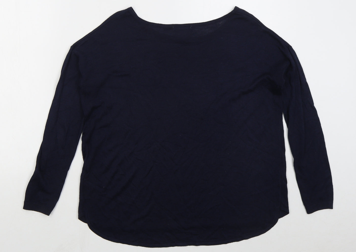 H&M Womens Blue Boat Neck  Acrylic Pullover Jumper Size XS