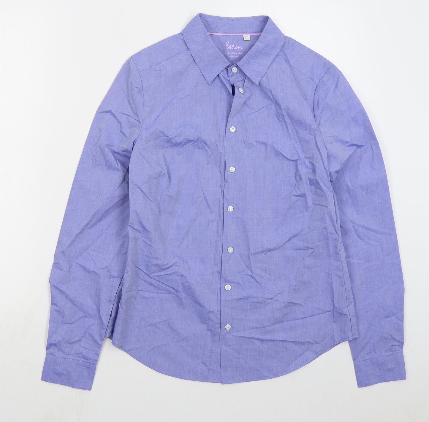 Boden Womens Blue  Cotton Basic Button-Up Size 8 Collared