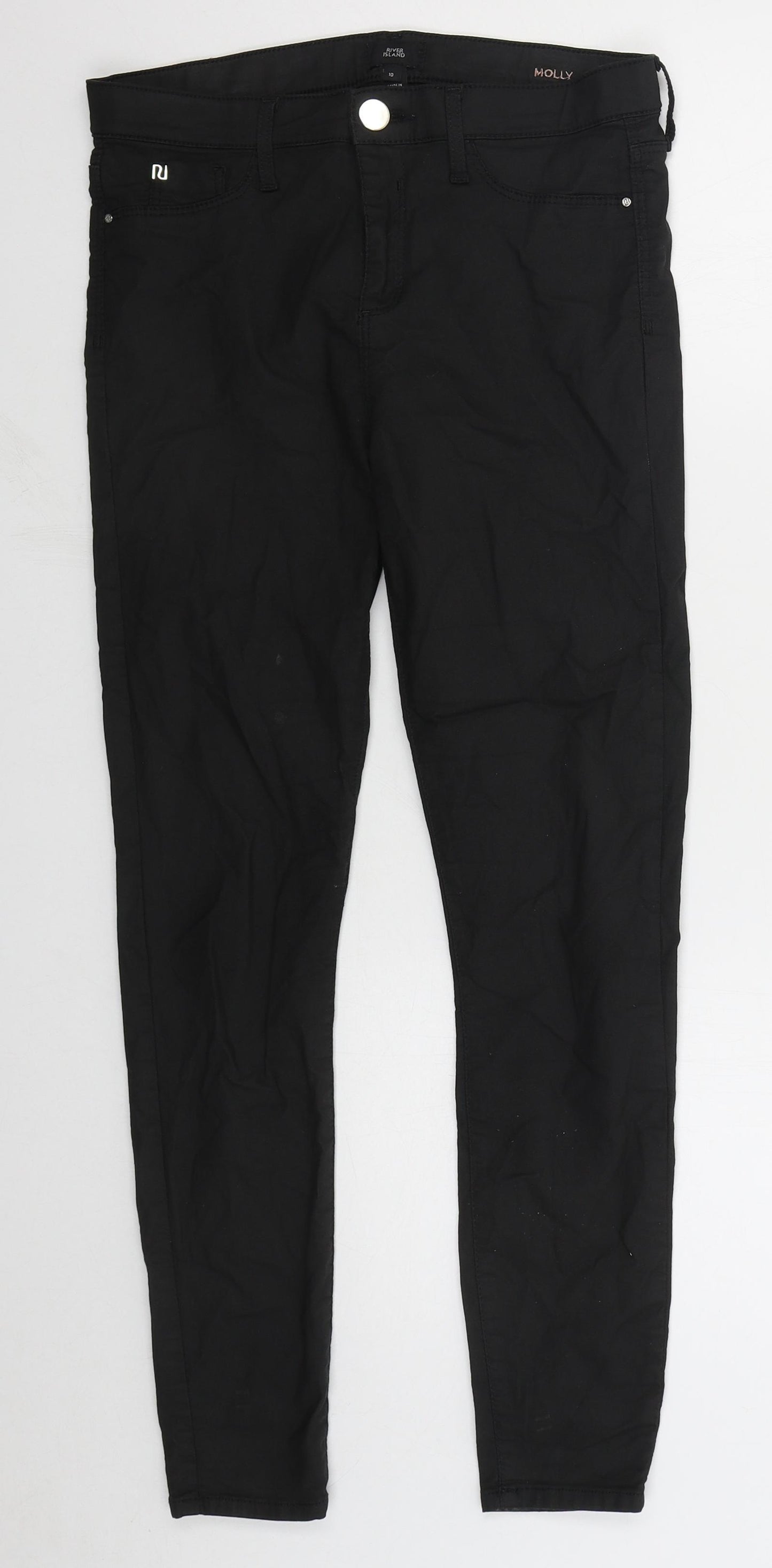 River Island Womens Black  Cotton Skinny Jeans Size 10 L27 in Regular Button