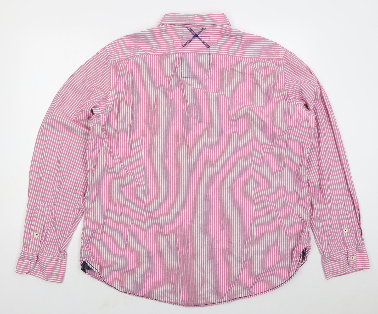 NEXT Mens Pink Striped Cotton  Button-Up Size 2XL Collared Button