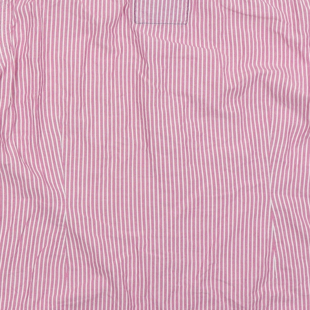 NEXT Mens Pink Striped Cotton  Button-Up Size 2XL Collared Button