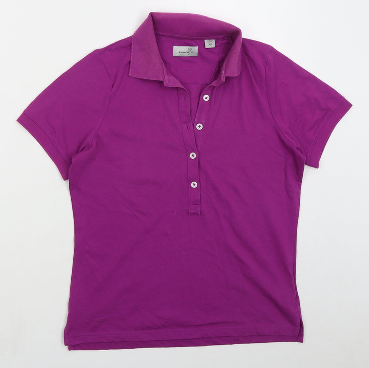 Ashworth Womens Purple Cotton Basic Polo Size XS Collared