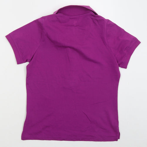 Ashworth Womens Purple  Cotton Basic Polo Size XS Collared