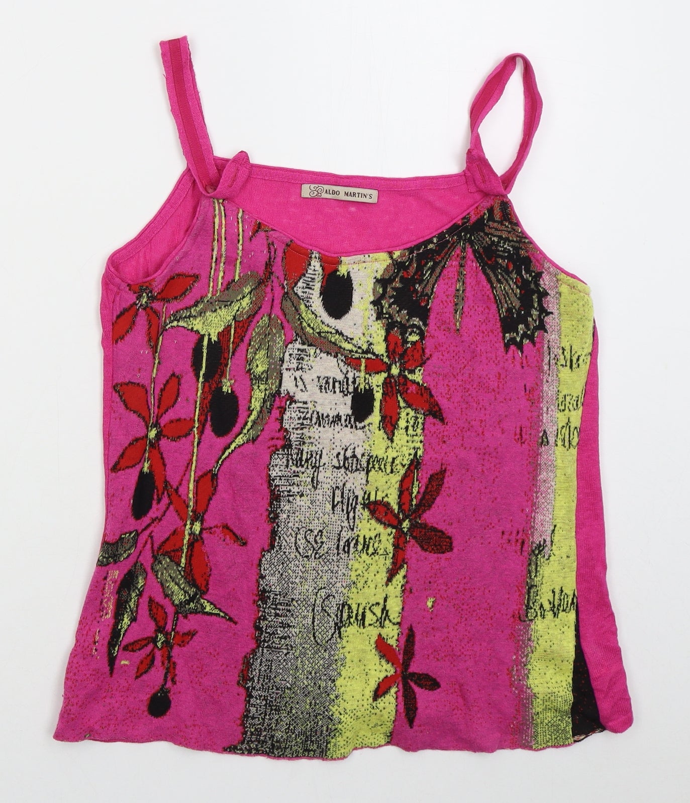 Also Martins Womens Pink Floral Viscose Basic Tank Size 14 Scoop Neck