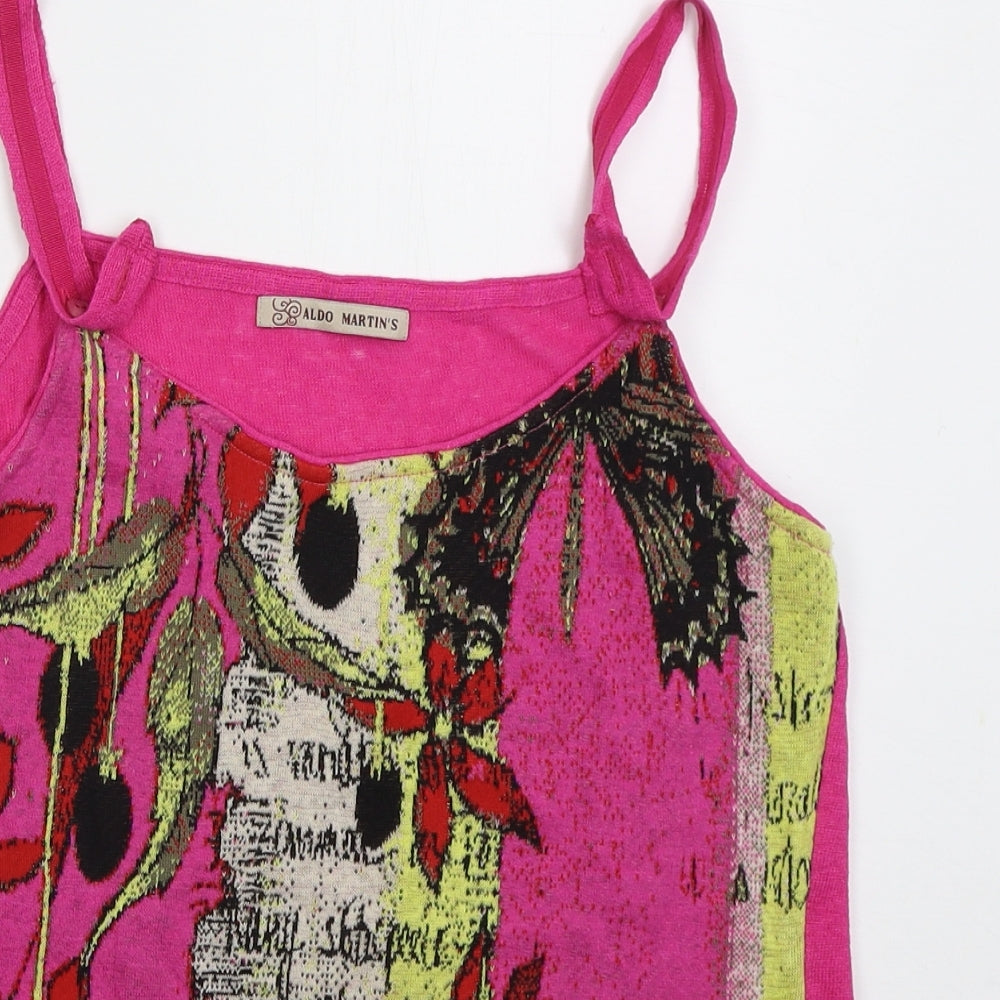 Also Martins Womens Pink Floral Viscose Basic Tank Size 14 Scoop Neck