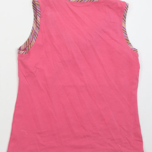 Evalinka Womens Pink  Cotton Basic Tank Size M V-Neck