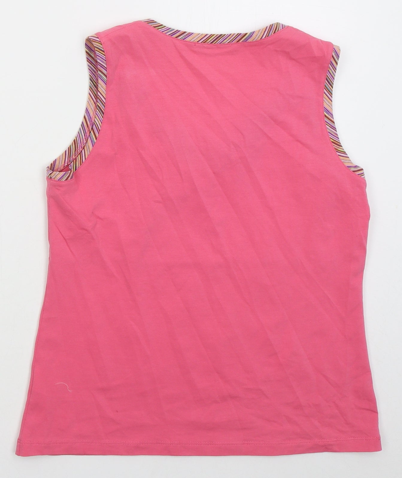 Evalinka Womens Pink  Cotton Basic Tank Size M V-Neck