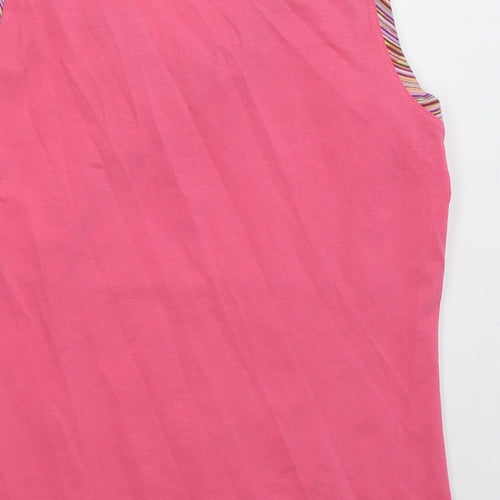 Evalinka Womens Pink  Cotton Basic Tank Size M V-Neck