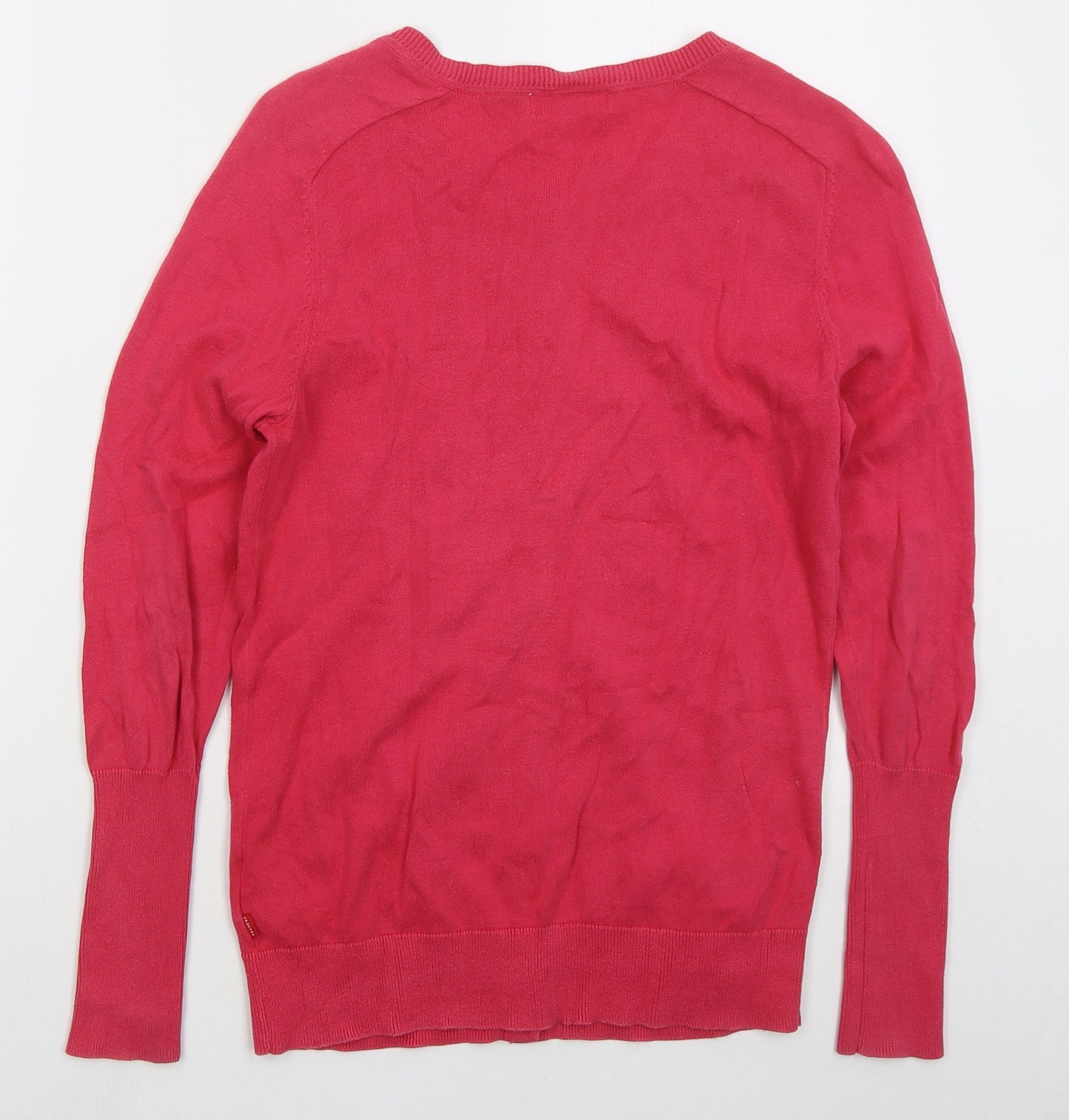 Jackpot Womens Pink Crew Neck  Cotton Cardigan Jumper Size L