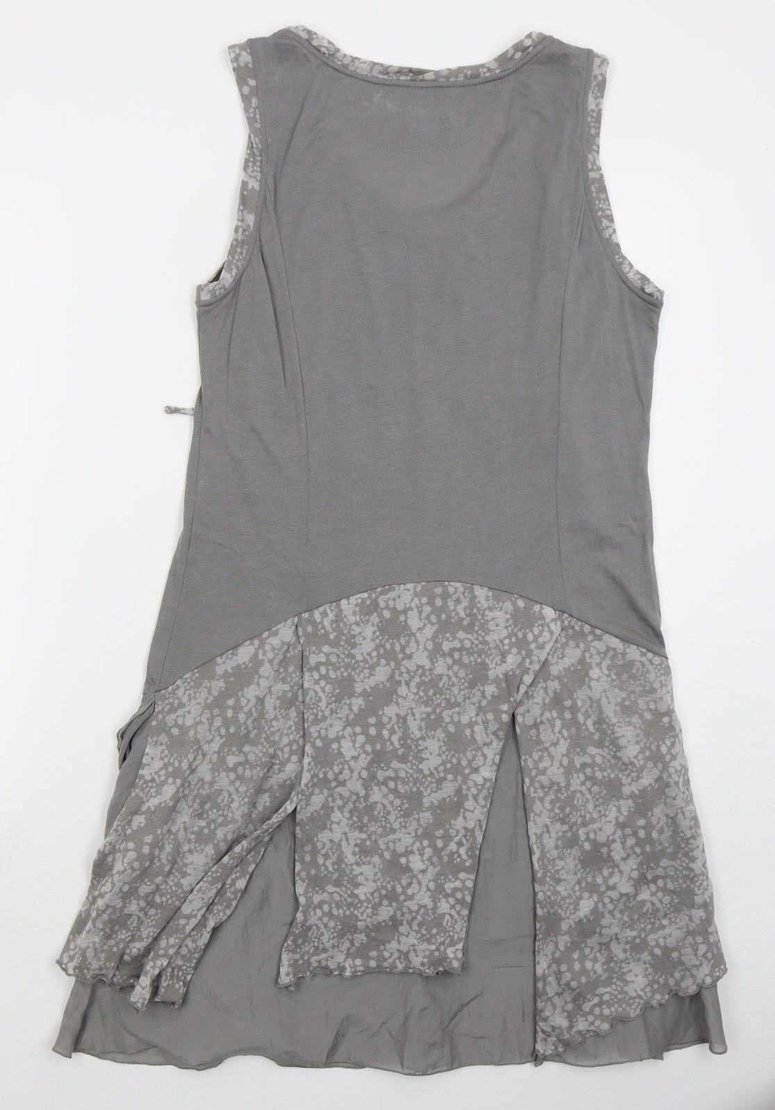 Fille Des Sables Womens Grey Geometric Cotton Tank Dress  Size 16  Round Neck Pullover