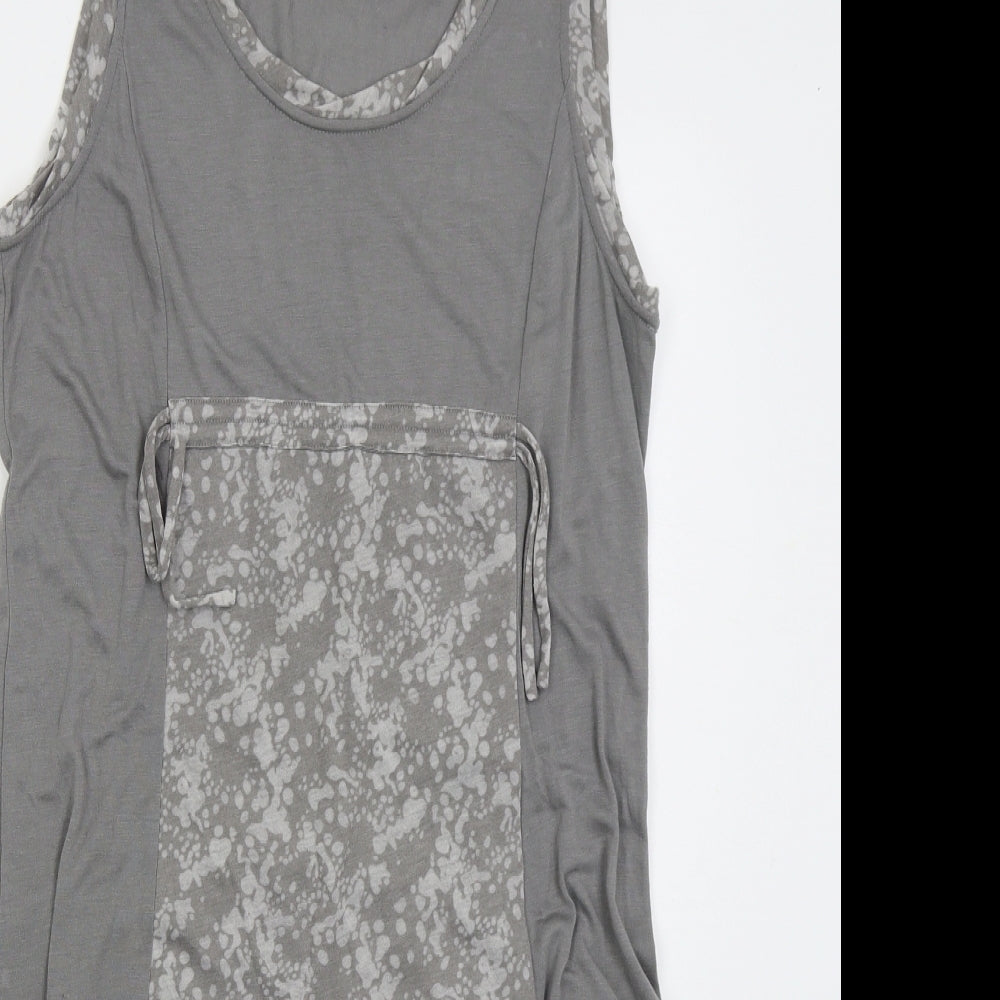 Fille Des Sables Womens Grey Geometric Cotton Tank Dress  Size 16  Round Neck Pullover