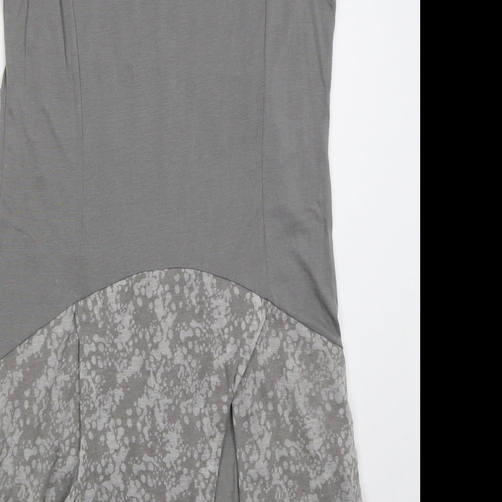 Fille Des Sables Womens Grey Geometric Cotton Tank Dress  Size 16  Round Neck Pullover