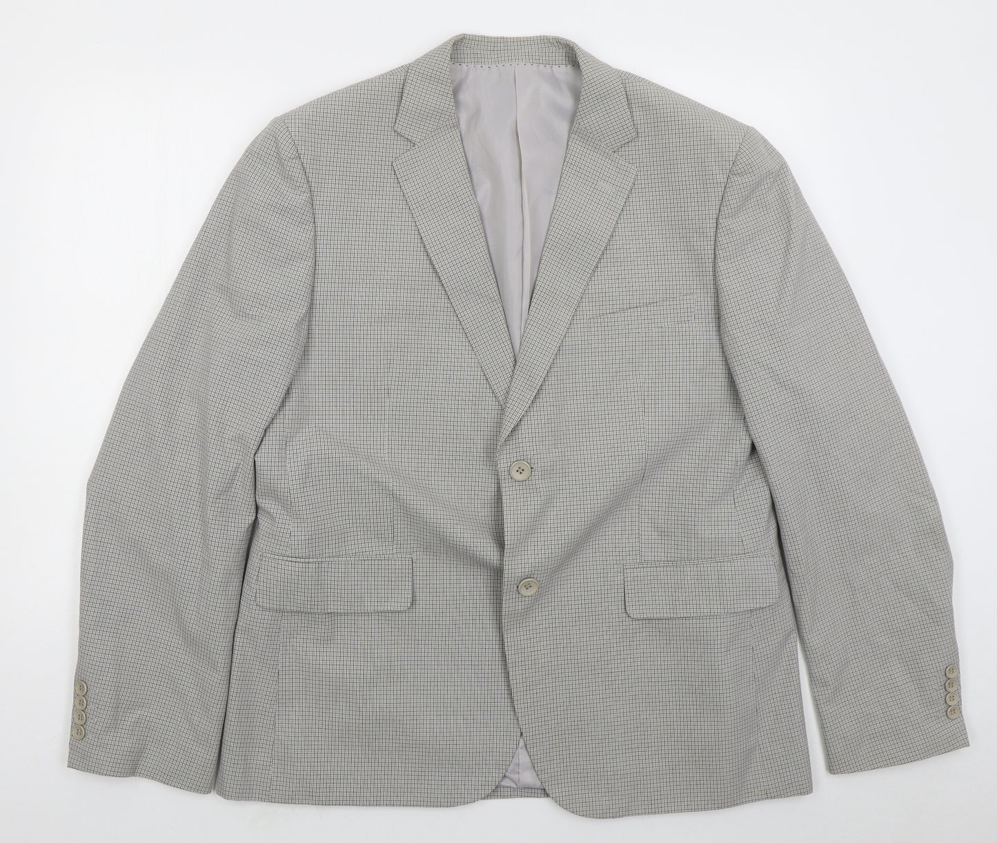 Preworn Mens Grey Check Cotton Jacket Suit Jacket Size 44