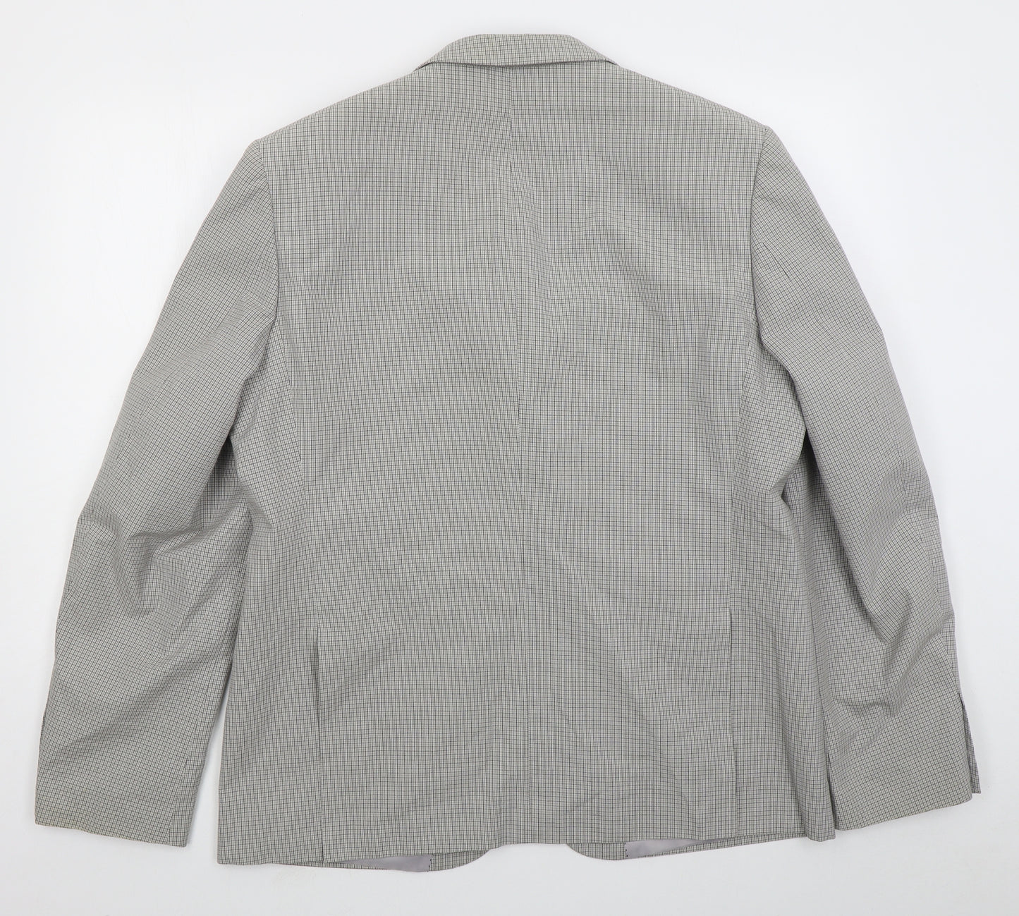 Preworn Mens Grey Check Cotton Jacket Suit Jacket Size 44